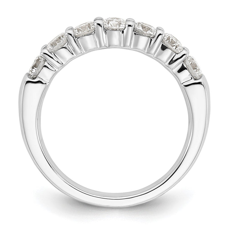 14K White Gold 7 Stone Shared Prong 1.2 Carat Complete Round Diamond Band