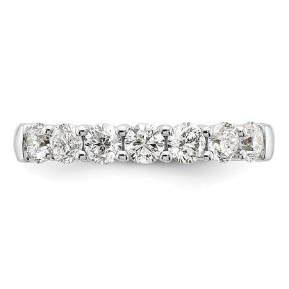 14K White Gold 7 Stone Shared Prong 1.2 Carat Complete Round Diamond Band