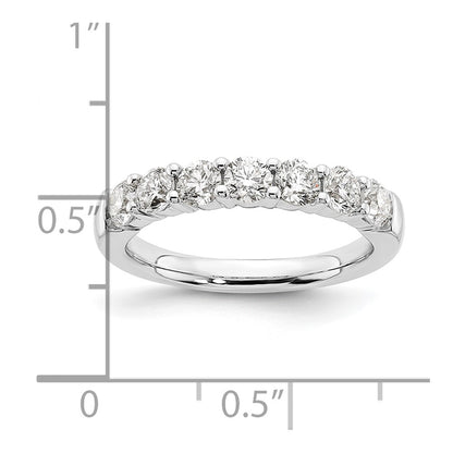 14K White Gold 7 Stone Shared Prong 1.2 Carat Complete Round Diamond Band