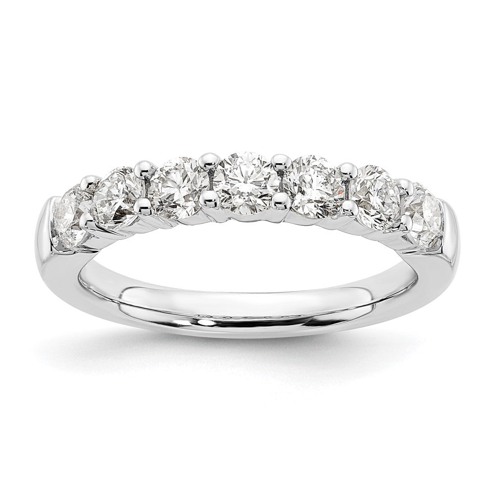14K White Gold 7 Stone Shared Prong 1.2 Carat Complete Round Diamond Band