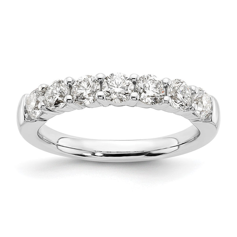 14K White Gold 7 Stone Shared Prong 1.2 Carat Complete Round Diamond Band