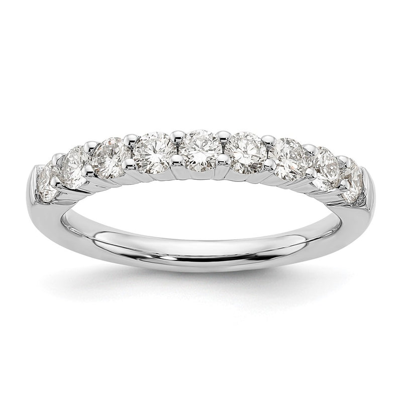 14k White Gold 3/4 Ct. Lab Grown Diamond VS/SI+ G+ Nine Stone Complete Fashion band