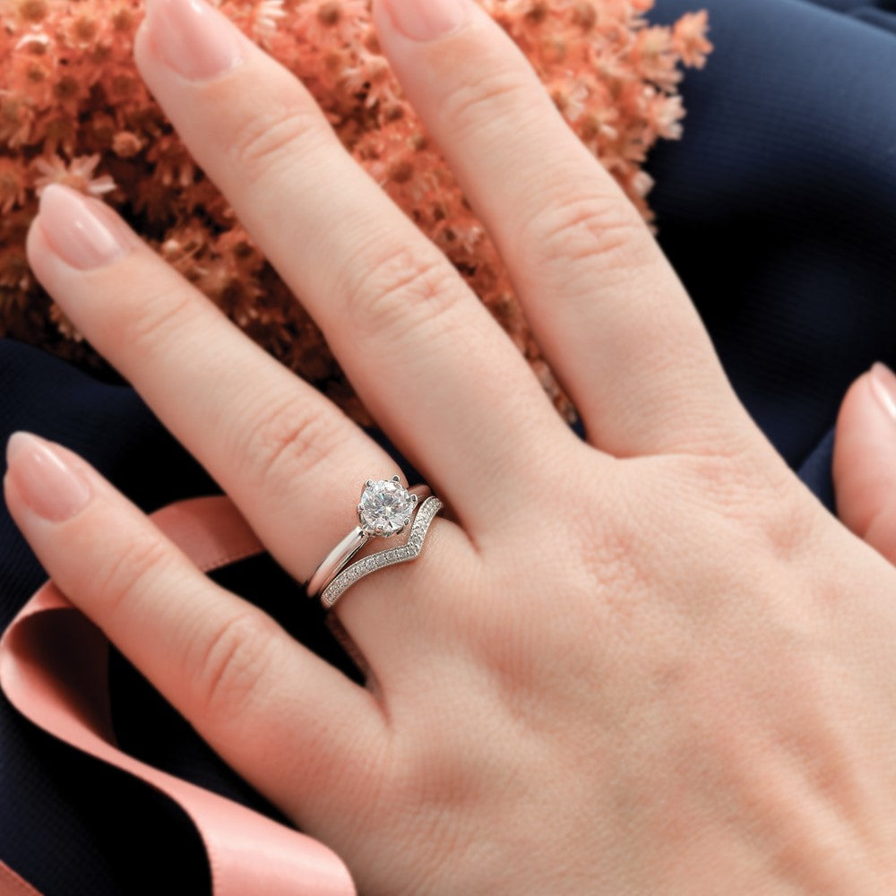 14K White Gold Real Diamond Band
