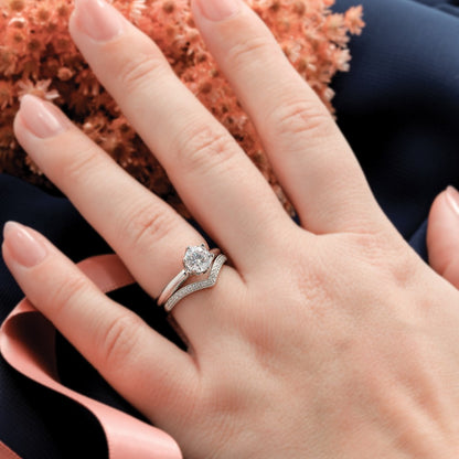 14K White Gold Real Diamond Band