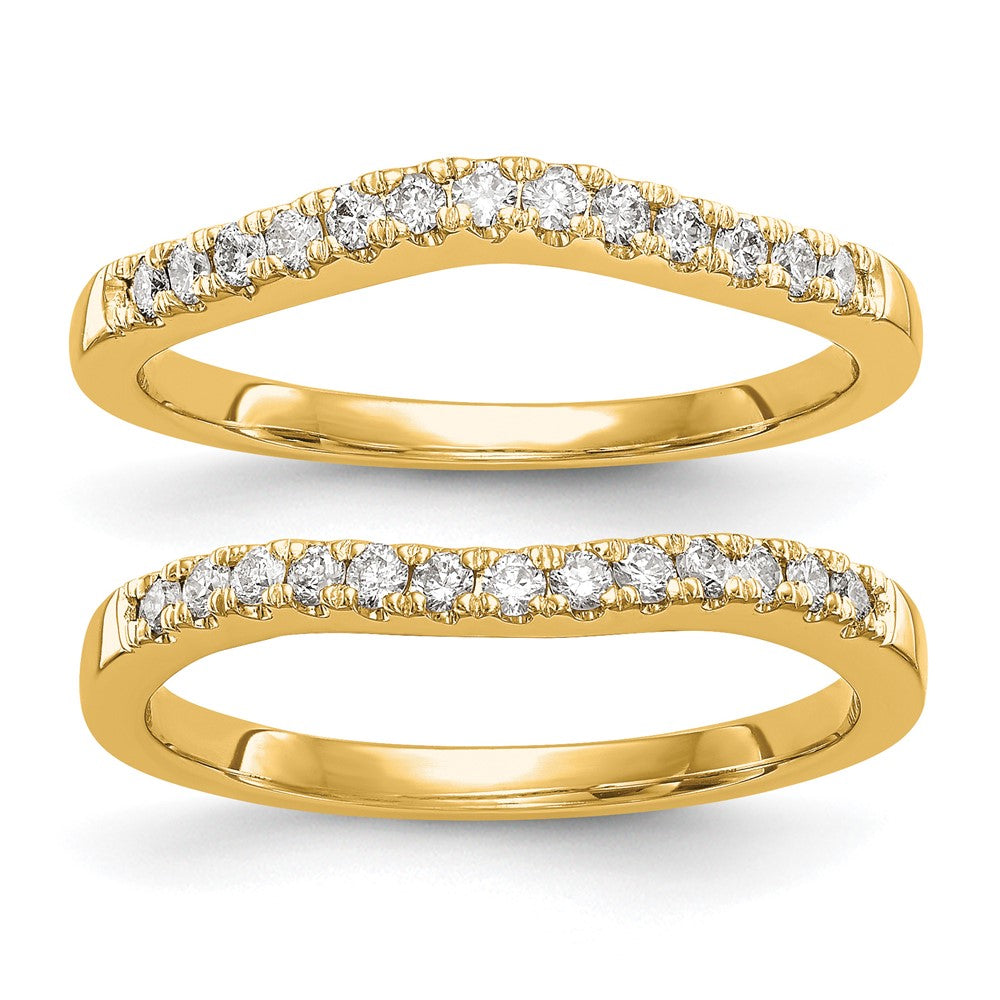 14k Yellow Gold 1/3 Ct. Lab Grown Diamond VS/SI+ G+ Set of Two Curved Wedding Band Rings