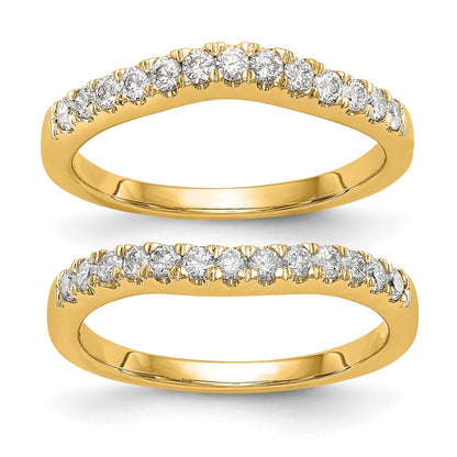 14k Yellow Gold 5/8 Ct. Lab Grown Diamond VS/SI+ G+ Complete Set of Two Curved Wedding Bands