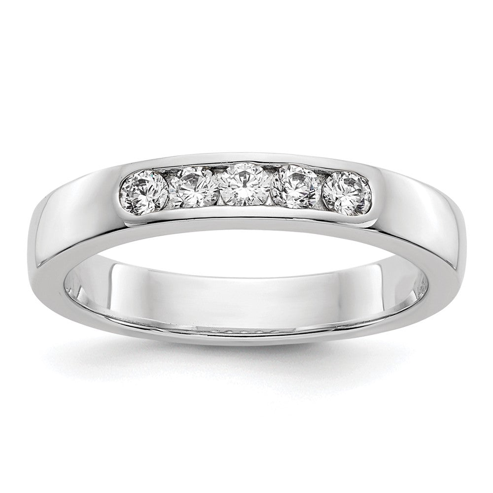 14k White Gold 5-Stone 1/4 carat Round Diamond Complete Channel Band