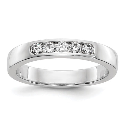 14k White Gold 5-Stone 1/4 carat Round Diamond Complete Channel Band