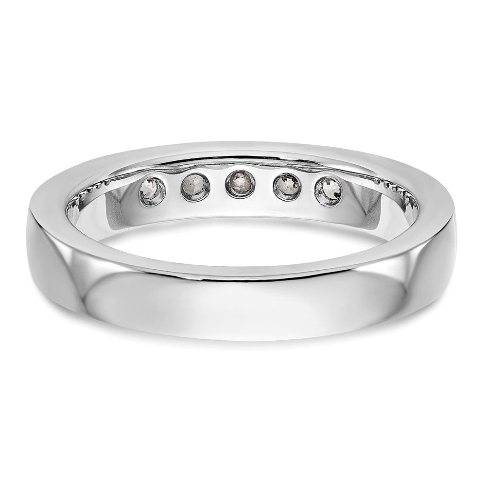 14k White Gold 5-Stone 1/3 carat Round Diamond Complete Channel Band