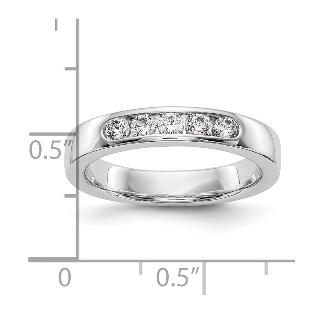 14k White Gold 5-Stone 1/3 carat Round Diamond Complete Channel Band