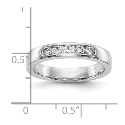 14k White Gold 5-Stone 1/3 carat Round Diamond Complete Channel Band