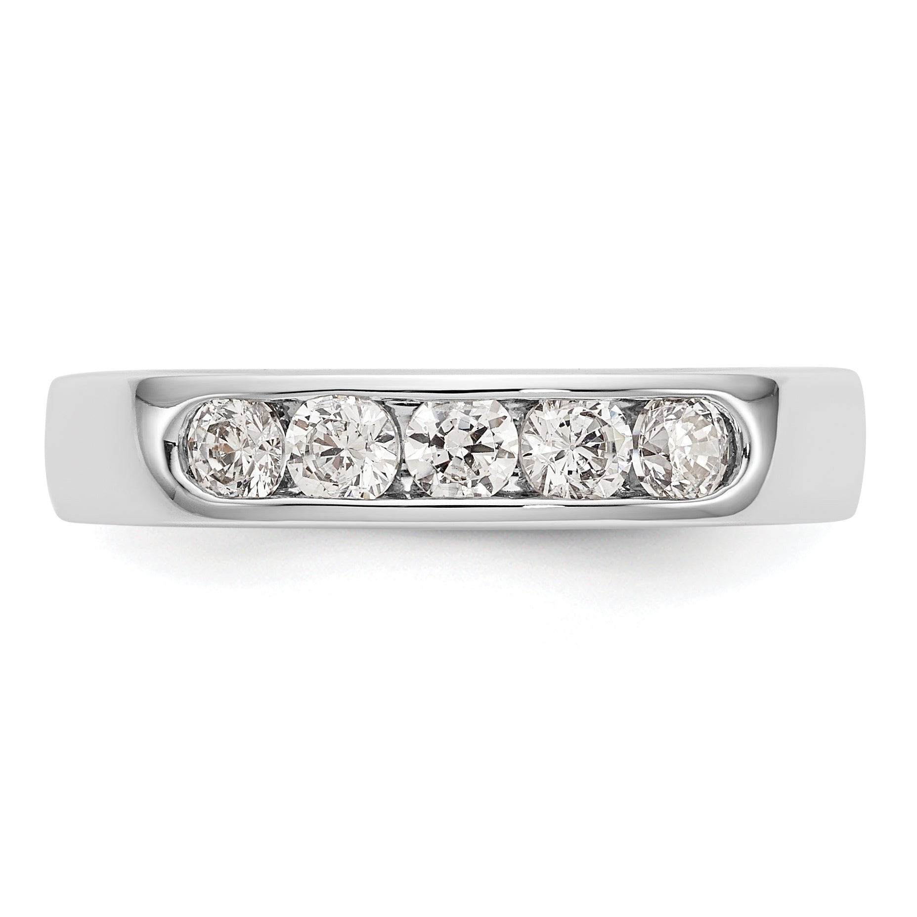 14K White Gold 5-Stone Real Diamond Channel Band