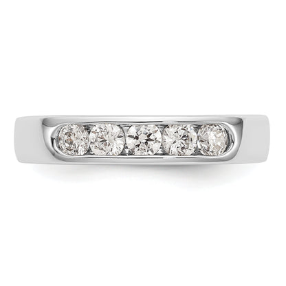 14K White Gold 5-Stone Real Diamond Channel Band