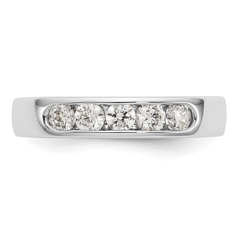 14K White Gold 5-Stone Real Diamond Channel Band