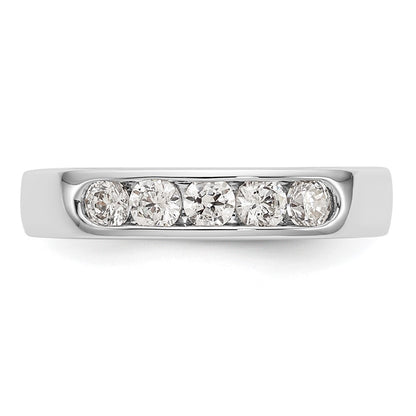 14K White Gold 5-Stone Real Diamond Channel Band