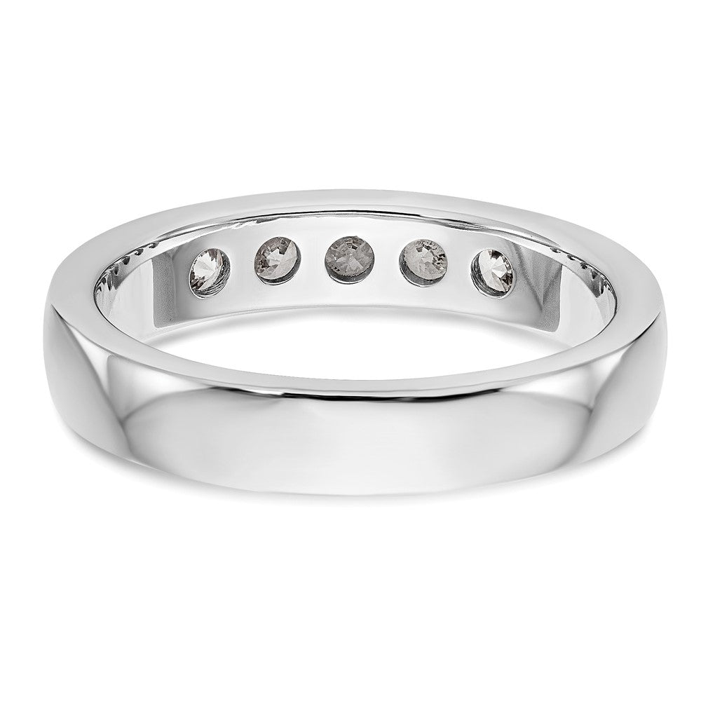14K White Gold 5-Stone Real Diamond Channel Band