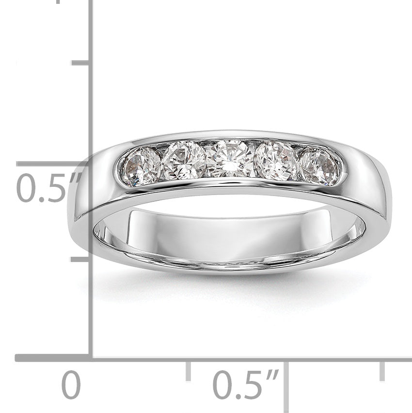 14K White Gold 5-Stone Real Diamond Channel Band