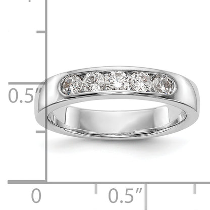 14K White Gold 5-Stone Real Diamond Channel Band