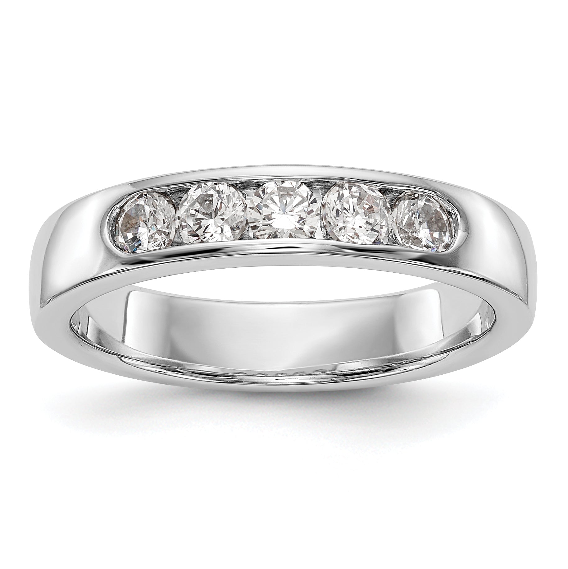 14K White Gold 5-Stone Real Diamond Channel Band