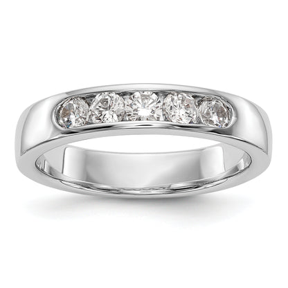 14K White Gold 5-Stone Real Diamond Channel Band
