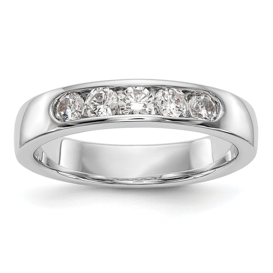 14K White Gold 5-Stone Real Diamond Channel Band