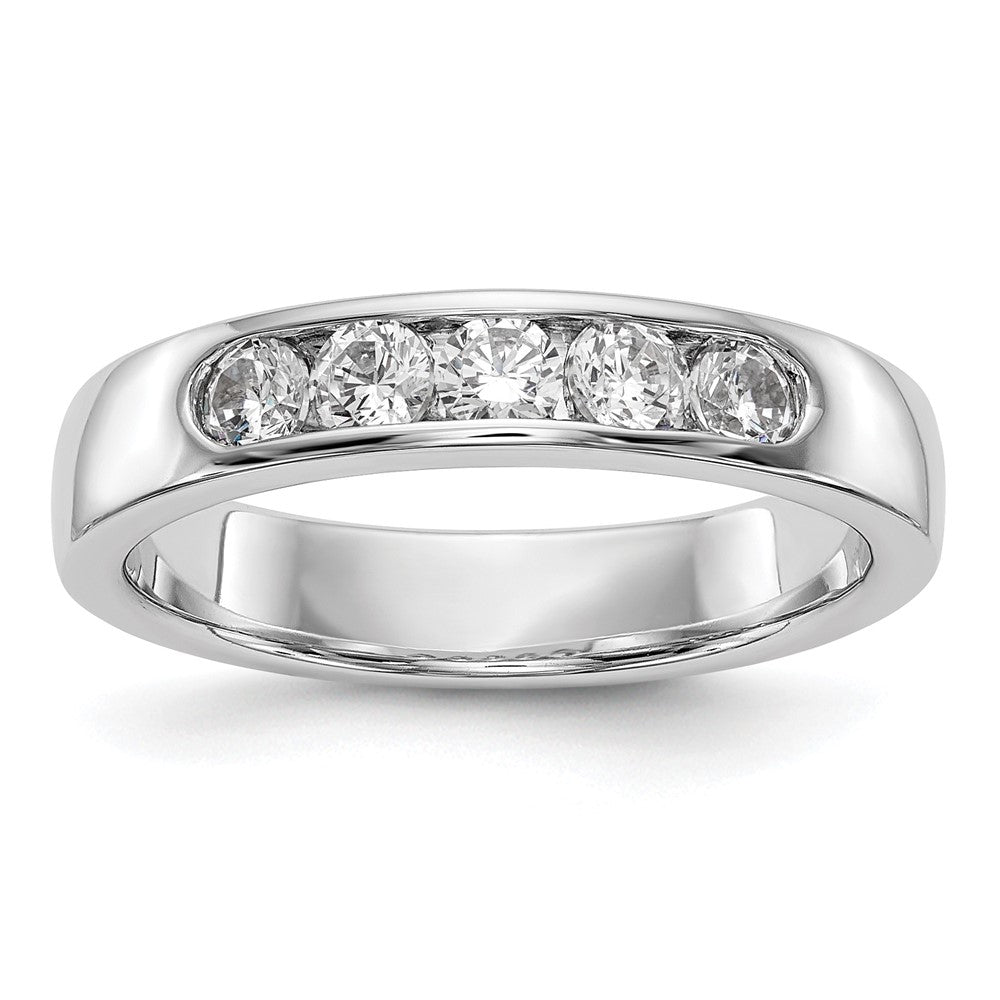 14K White Gold 5-Stone Real Diamond Channel Band