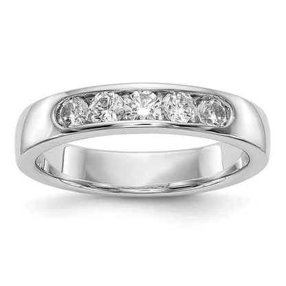 14K White Gold 5-Stone Real Diamond Channel Band