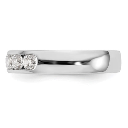 14K White Gold 5-Stone 3/4 carat Round Diamond Complete Channel Wedding Band Ring