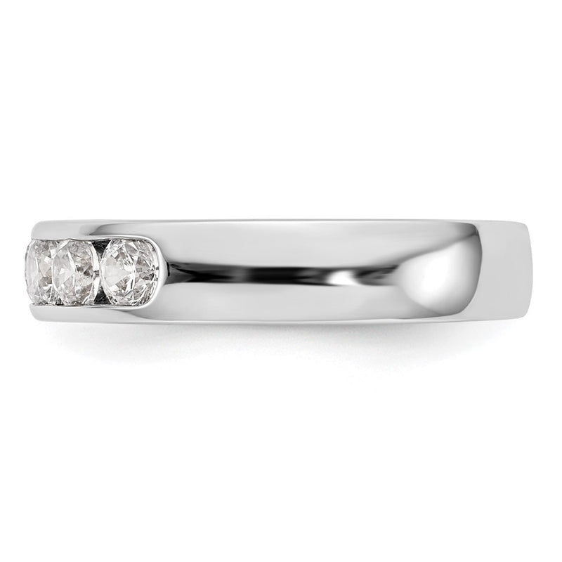 14K White Gold 5-Stone 3/4 carat Round Diamond Complete Channel Wedding Band Ring