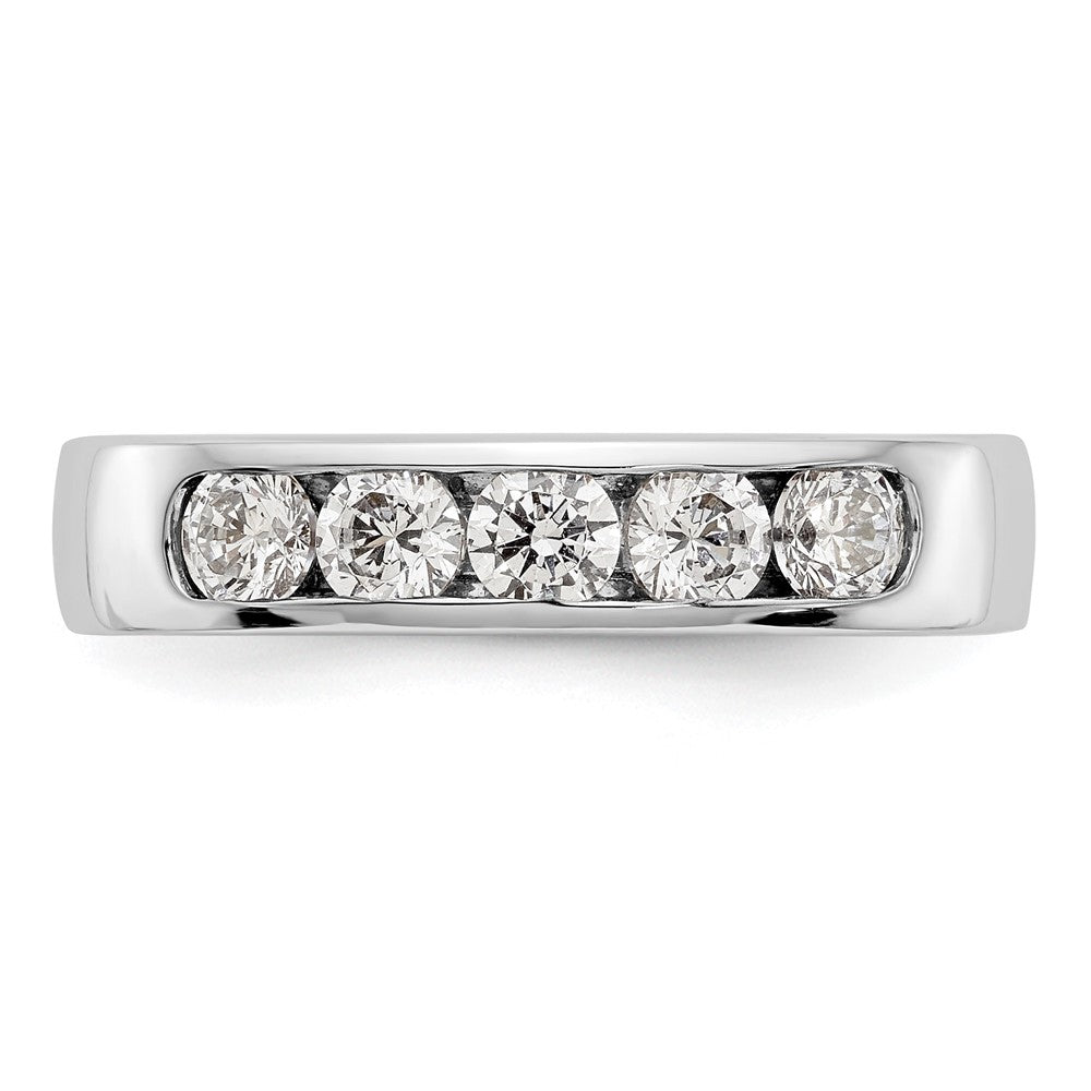 14K White Gold 5-Stone 3/4 carat Round Diamond Complete Channel Wedding Band Ring