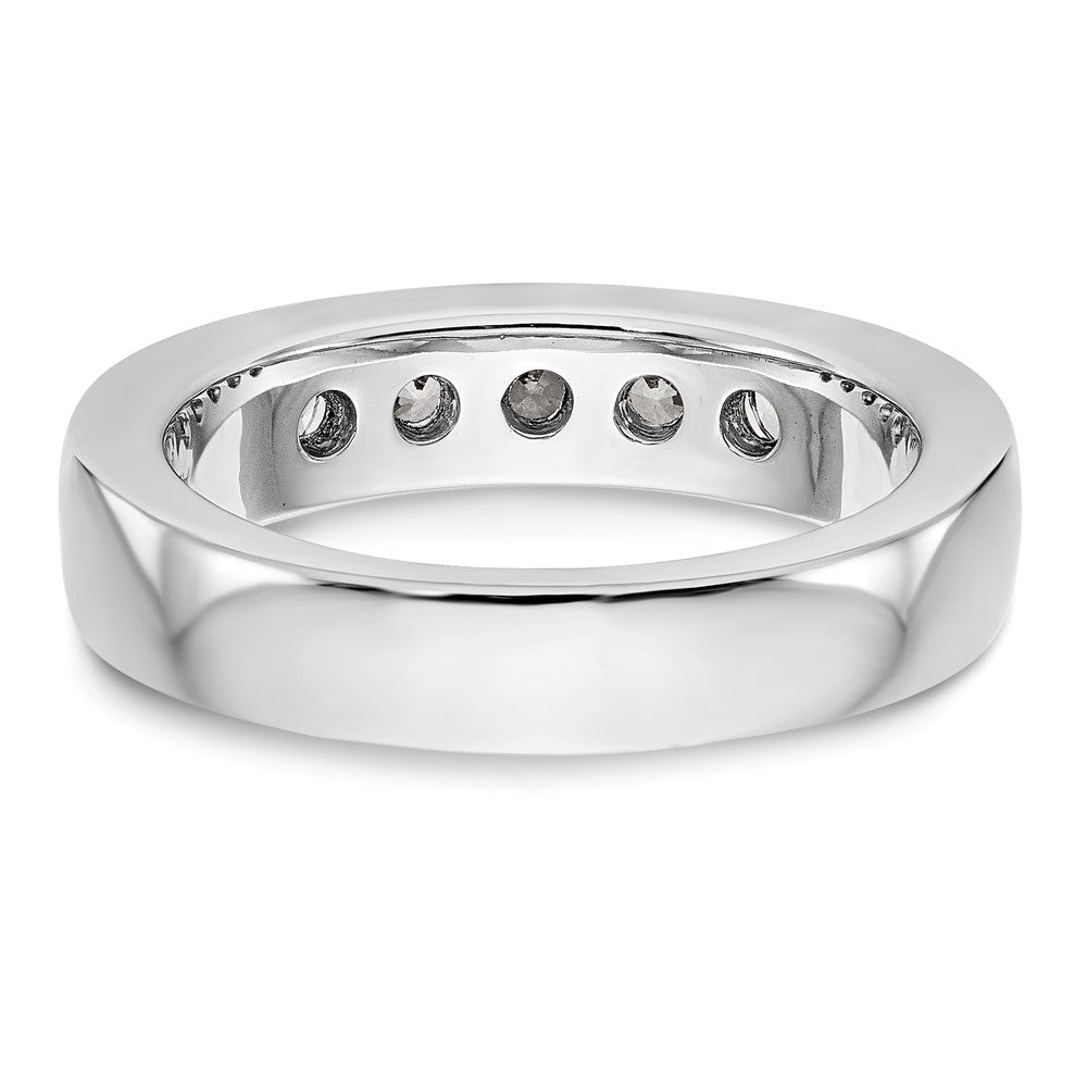 14K White Gold 5-Stone 3/4 carat Round Diamond Complete Channel Wedding Band Ring