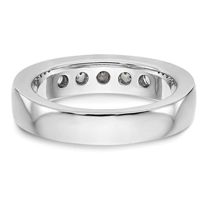 14K White Gold 5-Stone 3/4 carat Round Diamond Complete Channel Wedding Band Ring