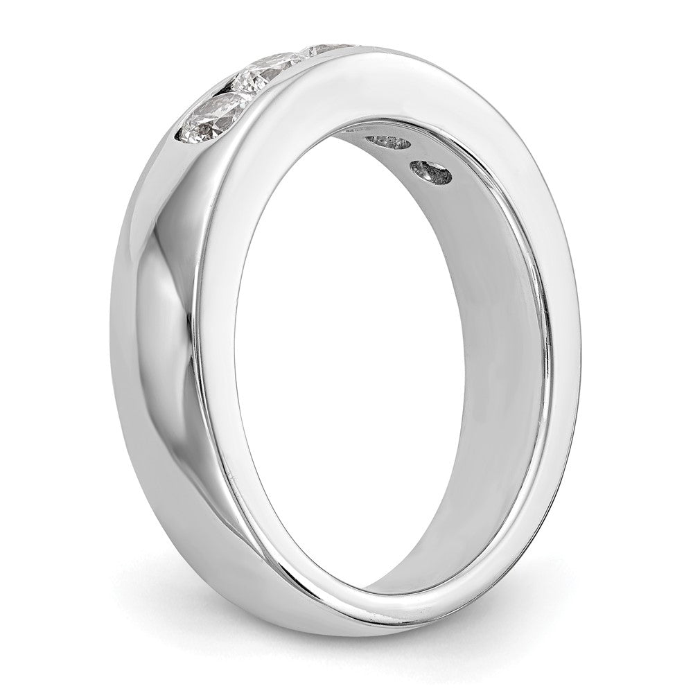 14K White Gold 5-Stone 3/4 carat Round Diamond Complete Channel Wedding Band Ring