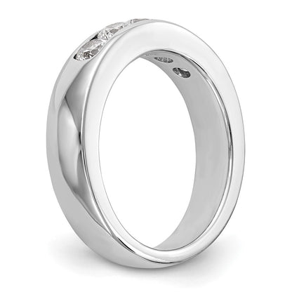 14K White Gold 5-Stone 3/4 carat Round Diamond Complete Channel Wedding Band Ring