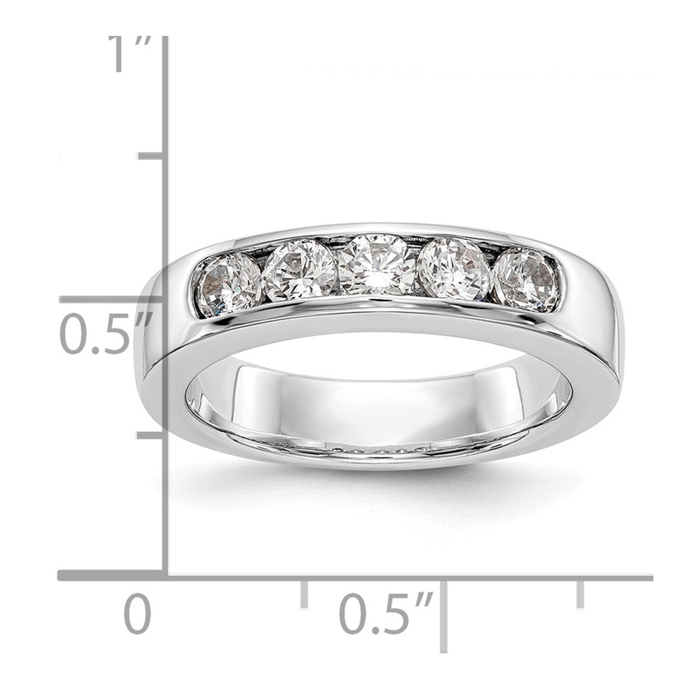 14K White Gold 5-Stone 3/4 carat Round Diamond Complete Channel Wedding Band Ring
