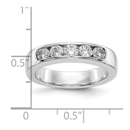 14K White Gold 5-Stone 3/4 carat Round Diamond Complete Channel Wedding Band Ring