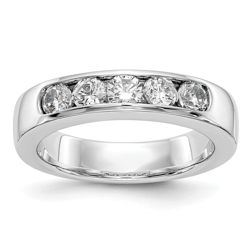 14K White Gold 5-Stone 3/4 carat Round Diamond Complete Channel Wedding Band Ring