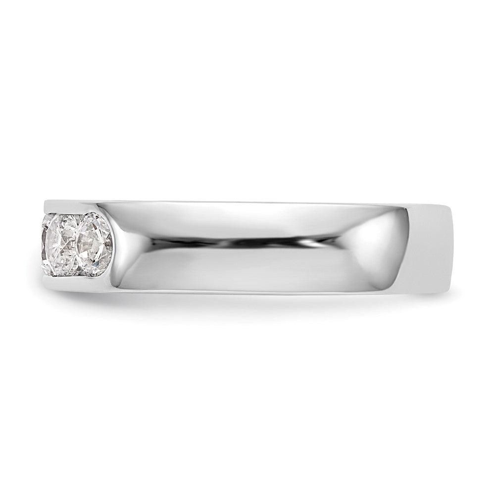 14K White Gold 5-Stone 1 carat Round Diamond Complete Channel Wedding Band Ring