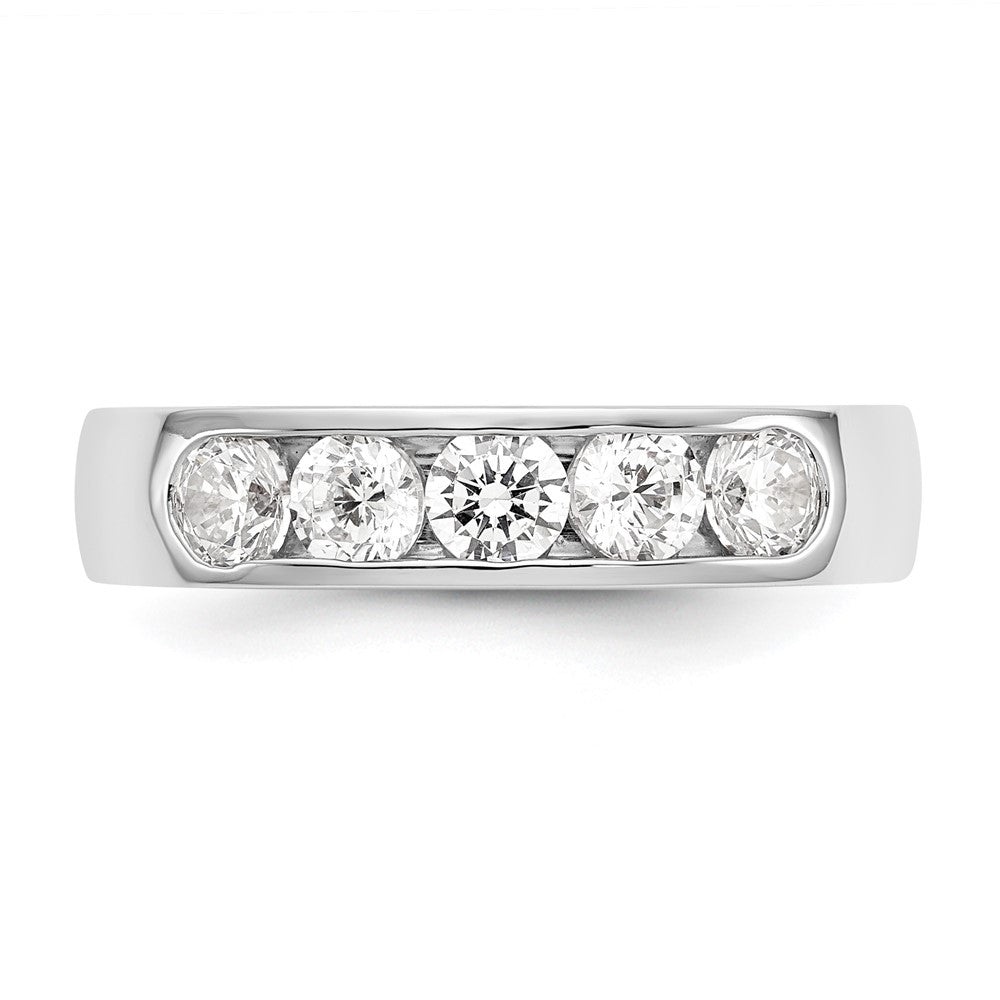 14K White Gold 5-Stone 1 carat Round Diamond Complete Channel Wedding Band Ring