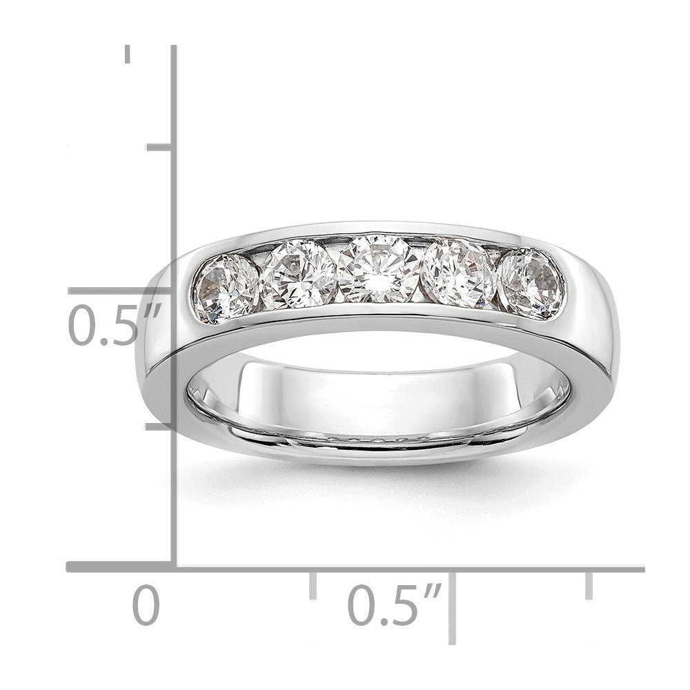14K White Gold 5-Stone 1 carat Round Diamond Complete Channel Wedding Band Ring