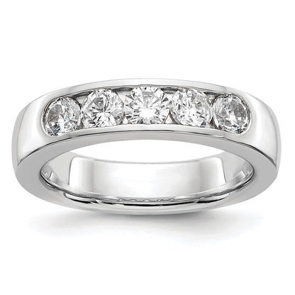 14K White Gold 5-Stone 1 carat Round Diamond Complete Channel Wedding Band Ring