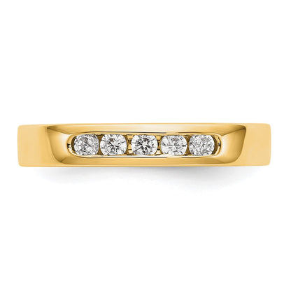 14K Yellow Gold 5-Stone Real Diamond Channel Band