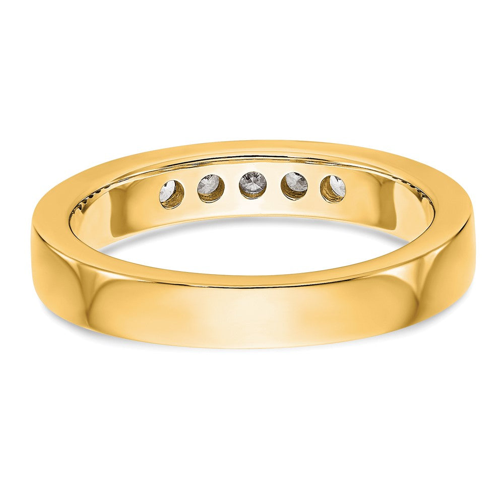 14K Yellow Gold 5-Stone Real Diamond Channel Band