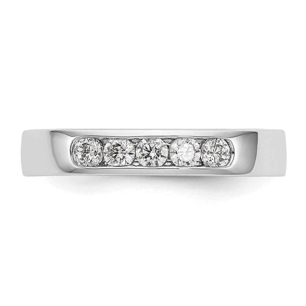 14K White Gold 5-Stone Real Diamond Channel Band