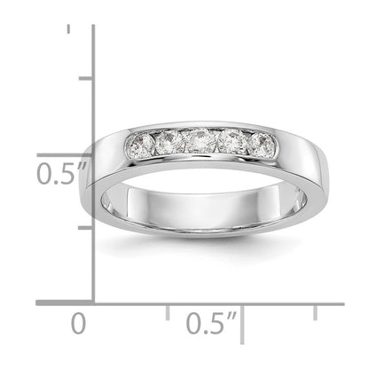 14K White Gold 5-Stone Real Diamond Channel Band