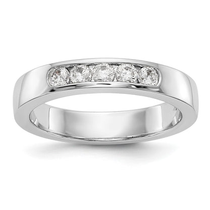 14K White Gold TRUE ORIGIN Lab Grown Diamond VS+, F+ 5-Stone Channel Wedding Band Ring