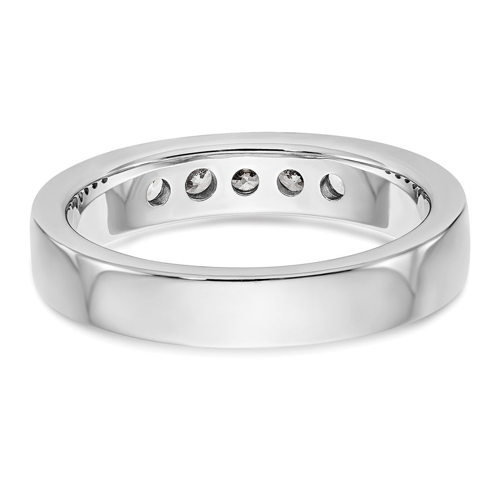 14K White Gold 5 Stone 1/3 Carat Round Diamond Complete Channel Band