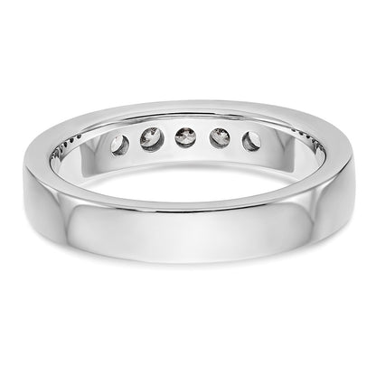 14K White Gold 5 Stone 1/3 Carat Round Diamond Complete Channel Band
