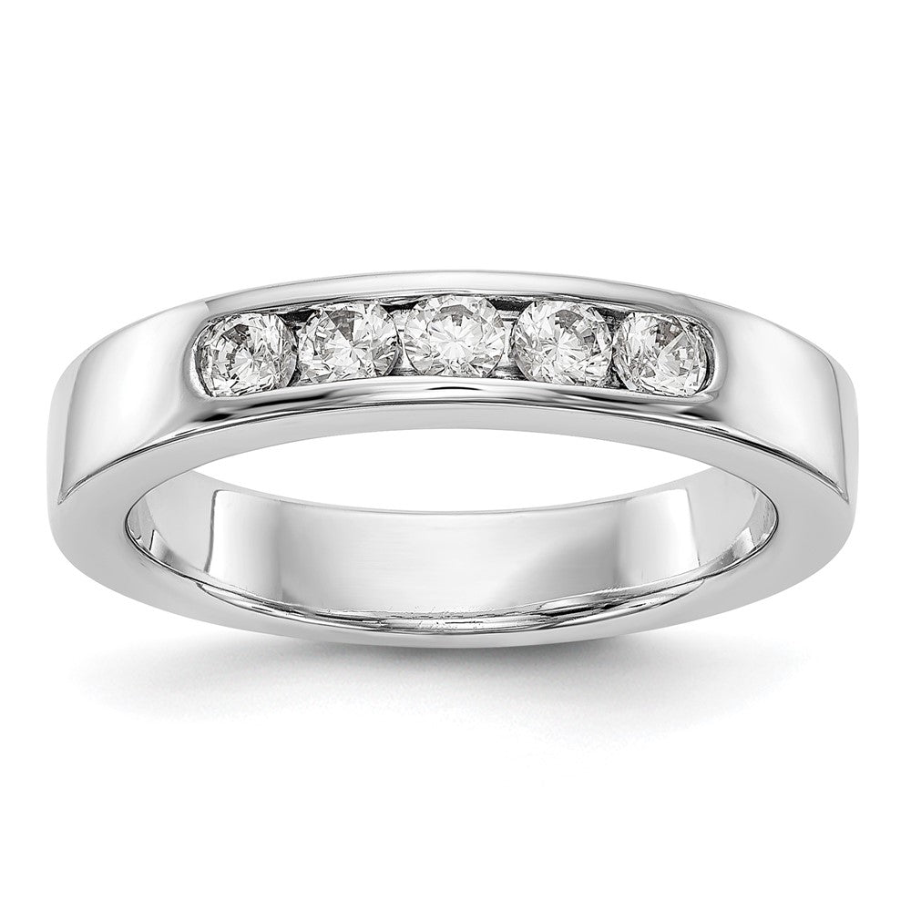 14K White Gold 5-Stone Real Diamond Channel Band