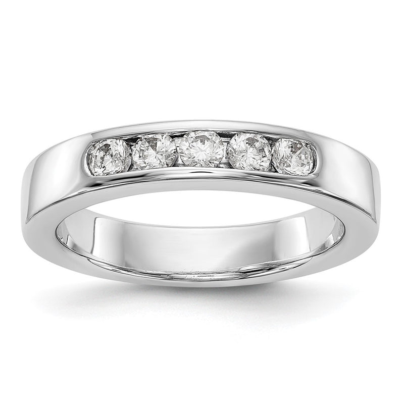 14K White Gold 5-Stone Real Diamond Channel Band